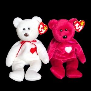 Ty Beanie Babies Valentino the Bear 93/99 Handmade Lot Of 2 EUC